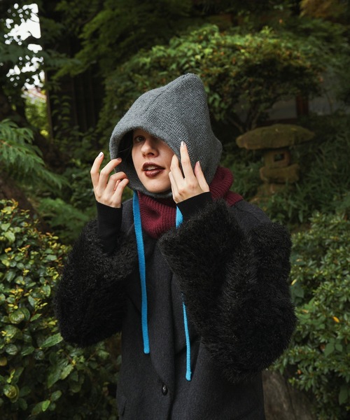 OMMO リブニット　バラクラバ　フード　新品未使用 OMMO（オーエムエムオー） ニット帽 ニットキャップ RIB KNIT