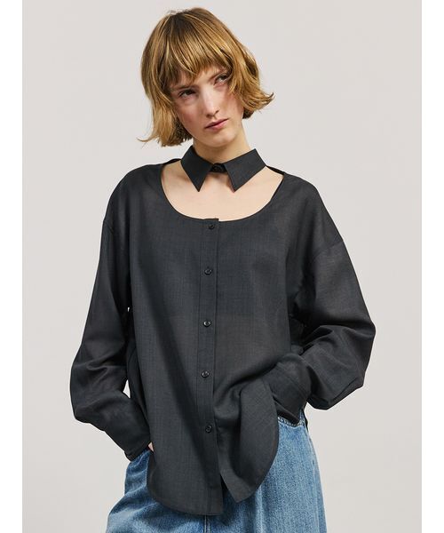 SORIN（ソリン） ブラウス シャツ Wool Voile Cut-out Shirt/ウール