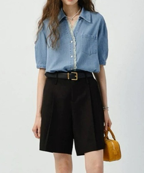 「FAVORITO」 半袖シャツ L ブルー レディース_画像4