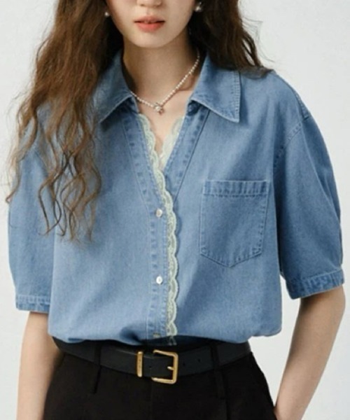 「FAVORITO」 半袖シャツ L ブルー レディース_画像7