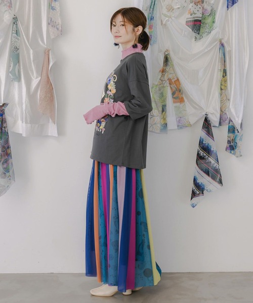 ScoLar（スカラー） スカート アニマル柄切替 マルチカラーチュール