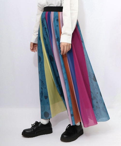 ScoLar（スカラー） スカート アニマル柄切替 マルチカラーチュール