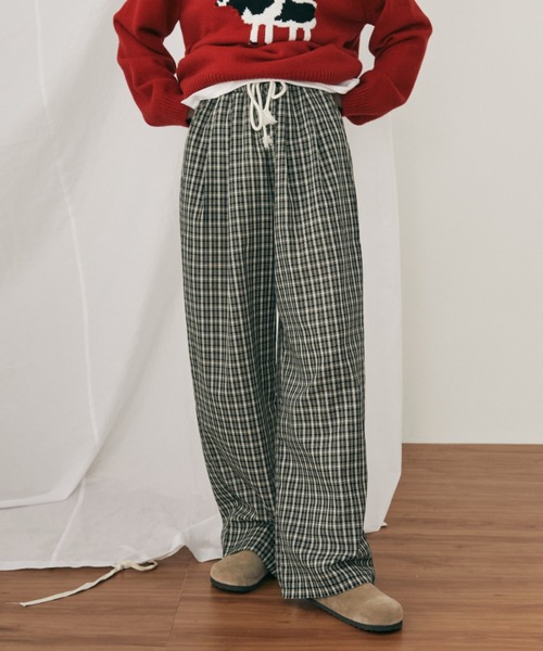 MERLOT（メルロー） パンツ 「ウエストゴム」ギンガムチェックイージー