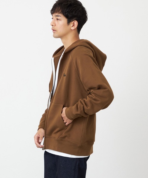 pellepelle ブラウン L フルジップパーカー Lee（リー） パーカー ジップアップスウェットパーカー「アウトレット