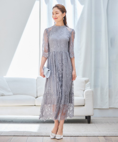 「DRESS PLUS」 半袖ワンピース M ボルドー レディース_画像6