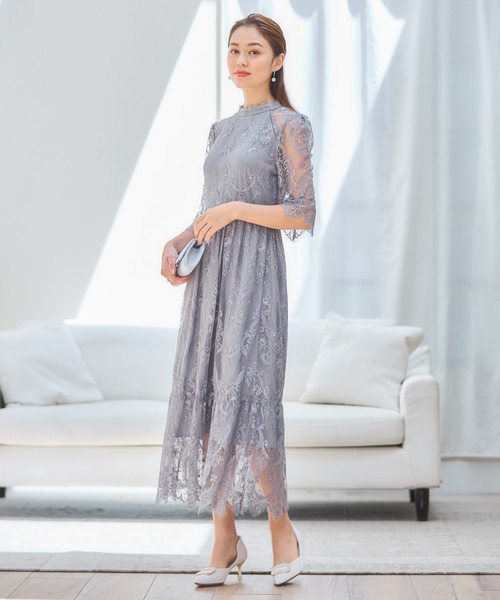 「DRESS PLUS」 半袖ワンピース M ボルドー レディース_画像9