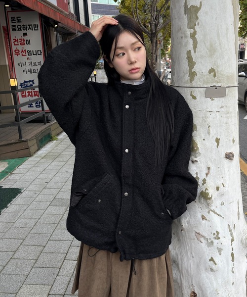 【美品】ビュルデサボン　ウール100%ハーフコート　ブラック ハーフコート レディース（レディースファッション） | ファッション