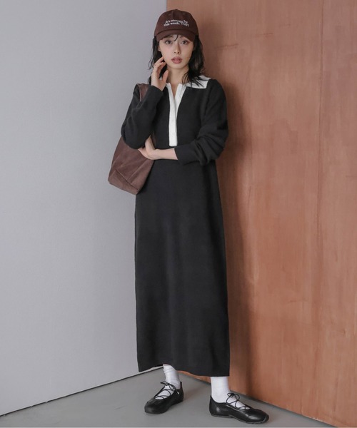 Kith キス　ポロワンピース　ロゴ　ニットワンピース La-gemme（ラジェム） ワンピース バイカラーポロニットニット