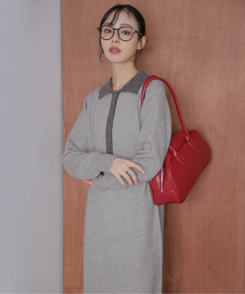 La-gemme（ラジェム） ワンピース バイカラーポロニットニット