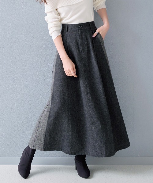 スカート ツイードライク バイカラーロングスカート : ZOZOTOWN Yahoo