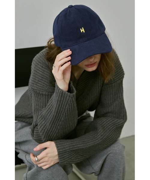 ANEW黒の刺繍ロゴキャップ un/neu キャップ 帽子 シンプル刺繍ロゴキャップ / ソフトテクスチャー