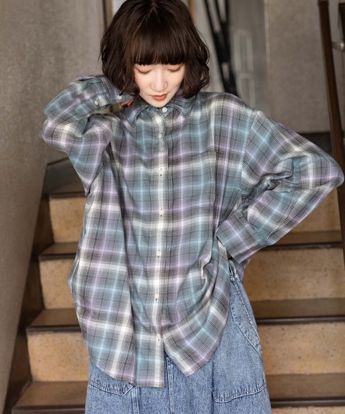 niko and…（ニコアンド） 長袖ネルシャツ MEDIUM ベージュ レディース