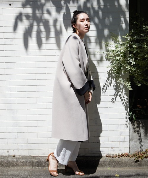 「DOUX ARCHIVES」 ノーカラーコート FREE ブラウン レディース_画像5