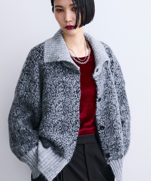 MONOe タートルネック ニット セーター ジャガード柄ハイネックニット