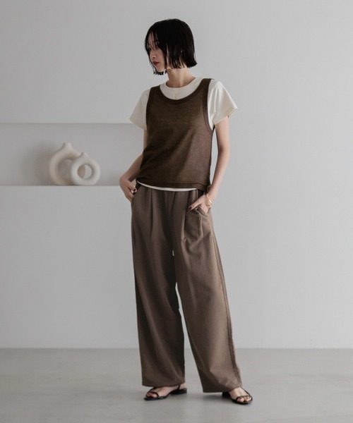 「LOWRYS FARM」 イージーパンツ MEDIUM チャコールグレー レディース_画像3