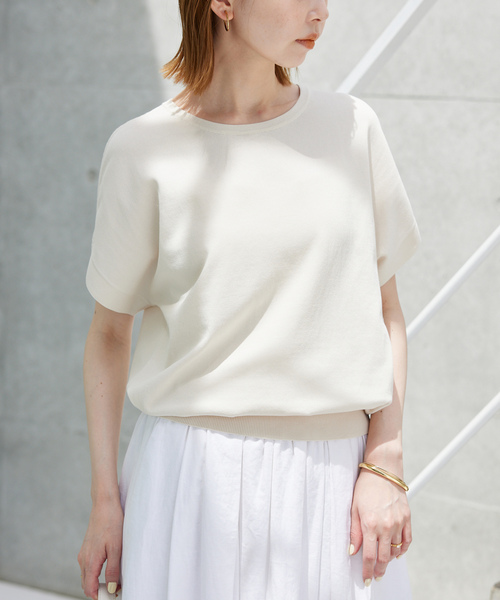 「SLOBE IENA」 半袖ニット FREE ネイビー レディースの画像