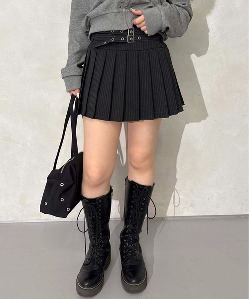 【新品未使用】 黒 プリーツスカート Sサイズ sedacle girl（セダクルガール） スカート ダブルベルトプリーツ