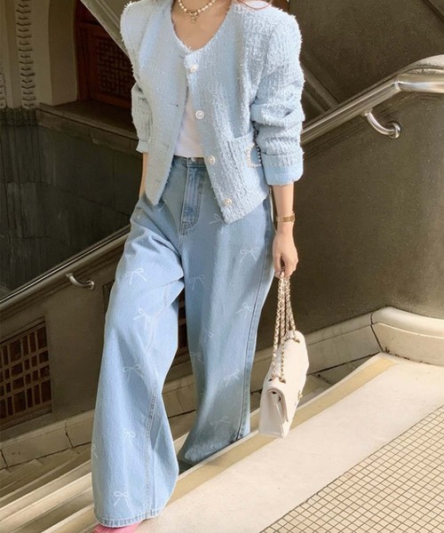 「Doula Doula」 デニムパンツ L ライトブルー レディース_画像3