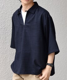 SHIPS any シャツ 半袖 any:「UVカット」FUTURE LINEN CANVAS リネン