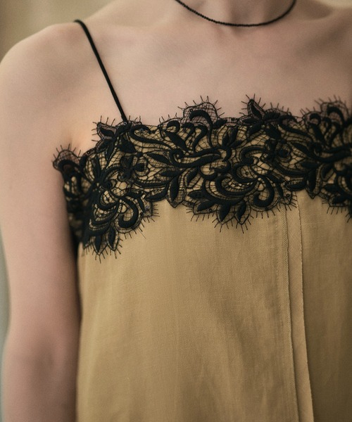 キャミソール lace trimmed camisole /配色レースディテール