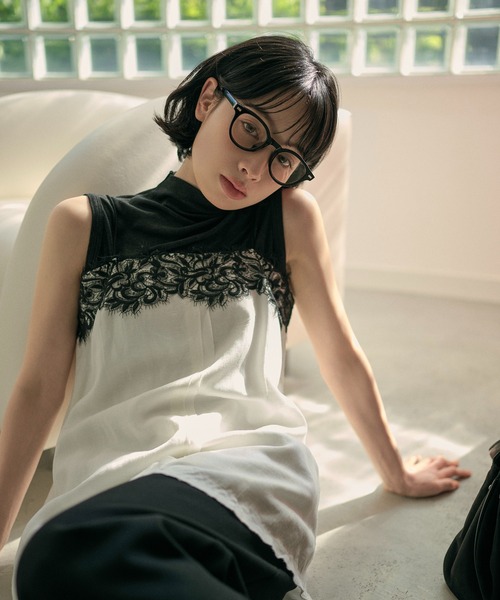 キャミソール lace trimmed camisole /配色レースディテール