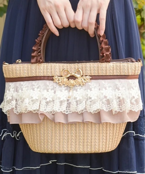 axes femme（アクシーズ ファム） ボストンバッグ レースフリル雑材