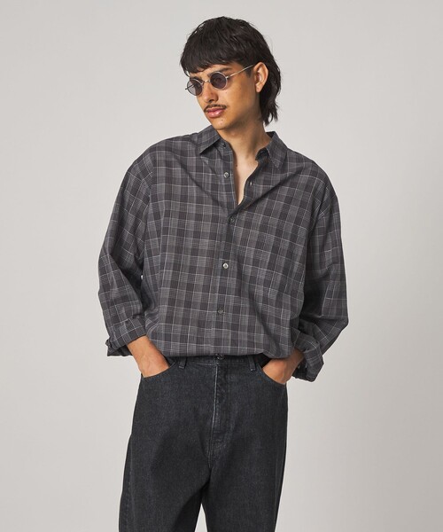 【新品未使用】Steven Alan☆チェックシアーシャツ☆M☆黒 STEVEN ALAN（スティーブンアラン） シャツ スラブ チェック