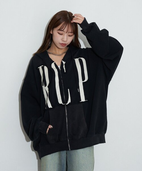 「RePRODUCTION LABEL」 ジップアップパーカー FREE チャコールグレー レディース_画像2