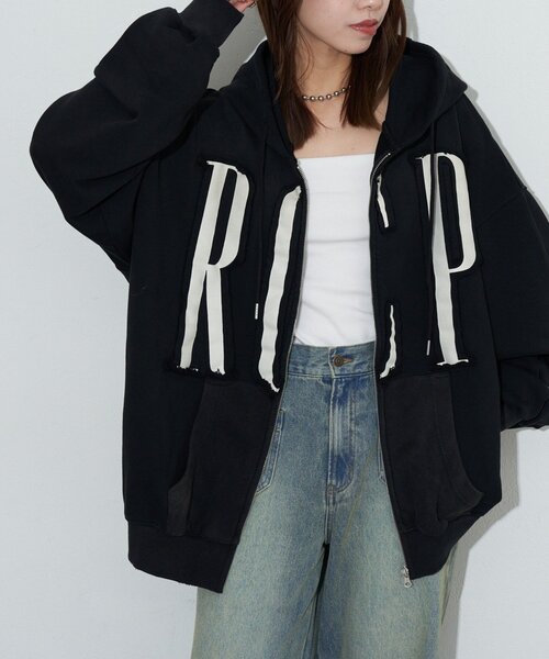 「RePRODUCTION LABEL」 ジップアップパーカー FREE チャコールグレー レディース_画像5