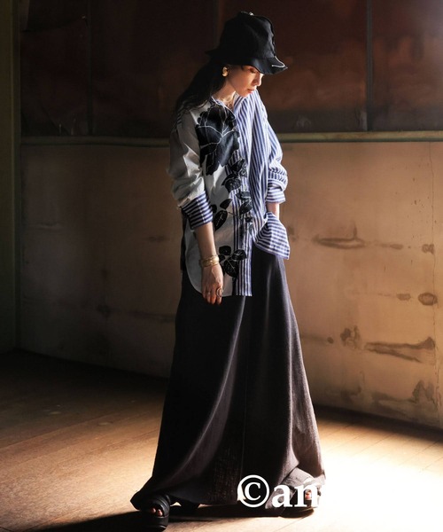「antiqua」 長袖シャツ ONESIZE ブルー レディース_画像4