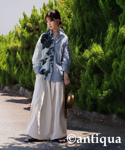 「antiqua」 長袖シャツ ONESIZE ブルー レディース_画像7