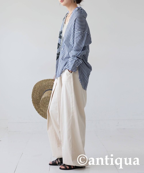 「antiqua」 長袖シャツ ONESIZE ブルー レディース_画像9