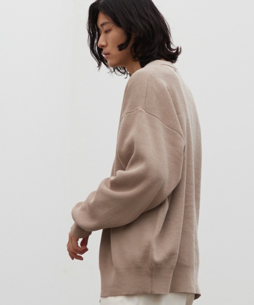「WYM LIDNM」 ニットカーディガン L ベージュ メンズ_画像2