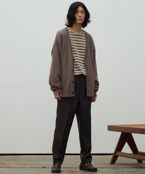 「WYM LIDNM」 ニットカーディガン L ベージュ メンズ_画像3