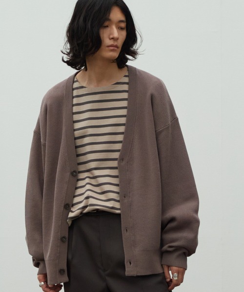 「WYM LIDNM」 ニットカーディガン L ベージュ メンズ_画像6