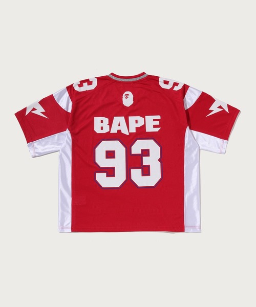 A BATHING APEフットボールメッシュシャツ赤カモ A BATHING APE（アベイシングエイプ） tシャツ SOLID CAMO JACQUARD