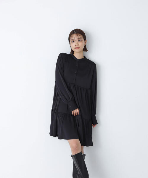「NATURAL BEAUTY BASIC」 長袖ワンピース MEDIUM ブラック レディース_画像3