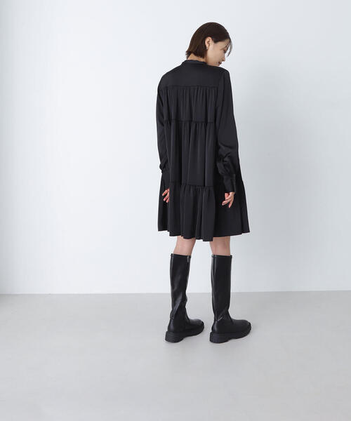 「NATURAL BEAUTY BASIC」 長袖ワンピース MEDIUM ブラック レディース_画像4