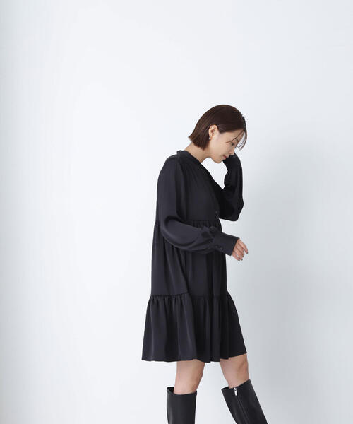 「NATURAL BEAUTY BASIC」 長袖ワンピース MEDIUM ブラック レディース_画像5
