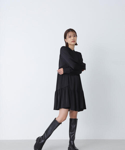 「NATURAL BEAUTY BASIC」 長袖ワンピース MEDIUM ブラック レディース_画像6