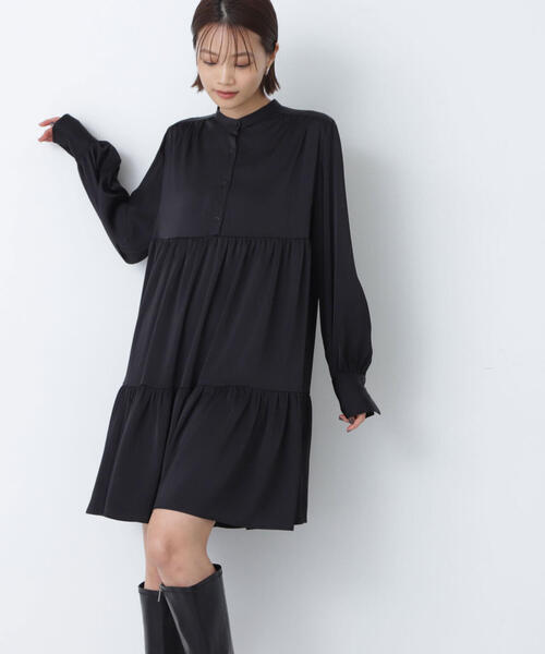 「NATURAL BEAUTY BASIC」 長袖ワンピース MEDIUM ブラック レディース_画像7