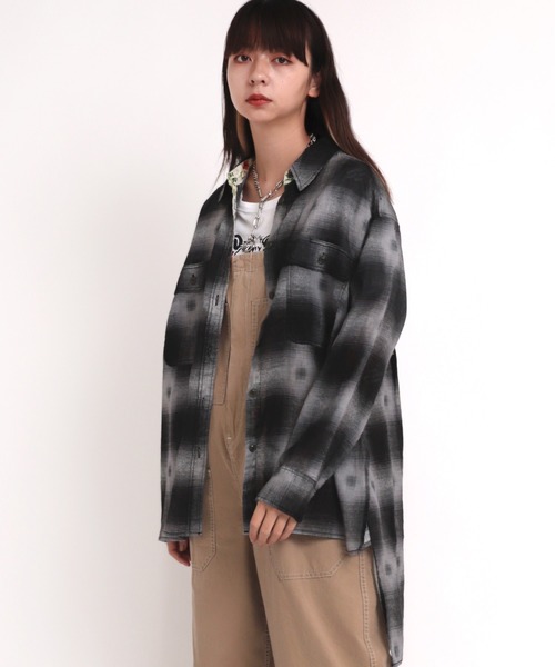 RNA ブラウス シャツ B2665 オンブレーボタニカルBIGシャツ