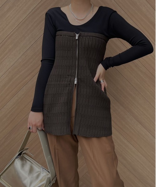 Ameri スラックス パンツ KNIT CORSET SET PANTS レディース