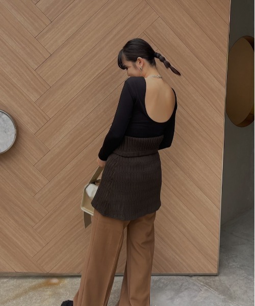 パンツ AMERI bkp Ameri スラックス パンツ KNIT CORSET SET PANTS レディース