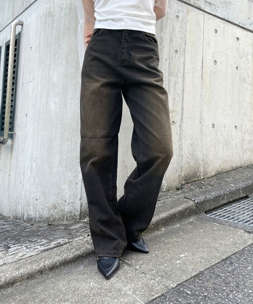メンズ デニムパンツ ウォッシュデニム 色落ち加工 ルーズ a1003 3.3 FIELD TRIP ジーンズ Field Trip/ルーズワイドデニムパンツ