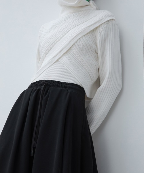 EKCOOKIES ニット セーター 「 」フロントクロスハイネックニットプル