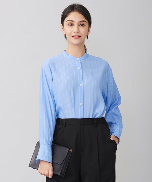 ブラウス シャツ 「洗える」SOMELOSテンセルバンドカラー シャツ レディース 自由区 ブラウス シャツ 「洗える」SOMELOSテンセルバンドカラー
