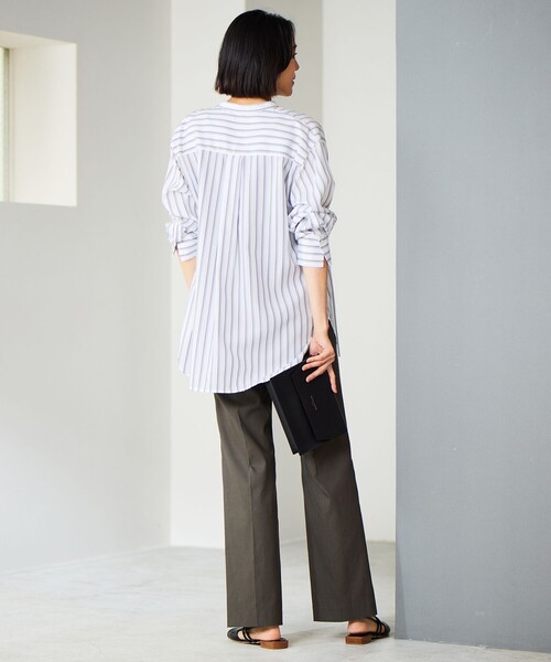 自由区 ブラウス シャツ 「洗える」SOMELOSテンセルバンドカラー