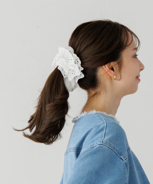 flower（ファッション） シュシュ スカラップレースシュシュ