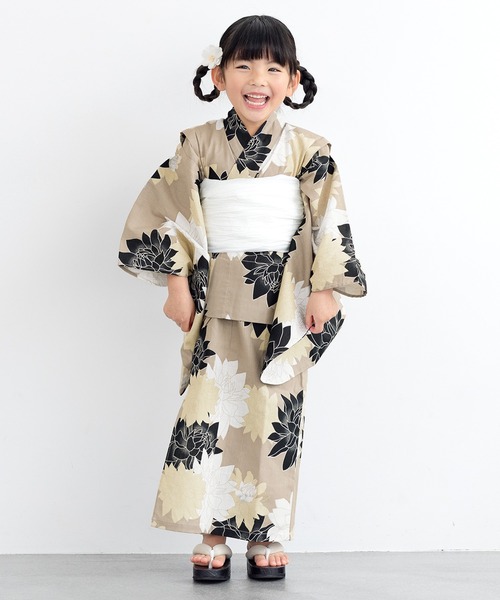 120cm 2点セット　yuipです SOUBIEN 浴衣 キッズ浴衣2点セット （浴衣＋帯） 子ども 100/110
